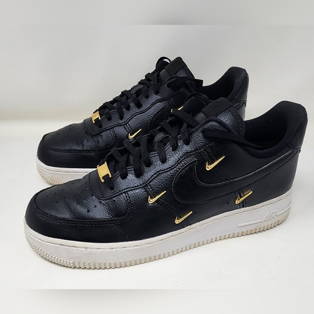 Nike Air Force 1 LX Sisterhood Black Leather Gold Metallic Womens Size 10 2020 - Picture 3 of 14